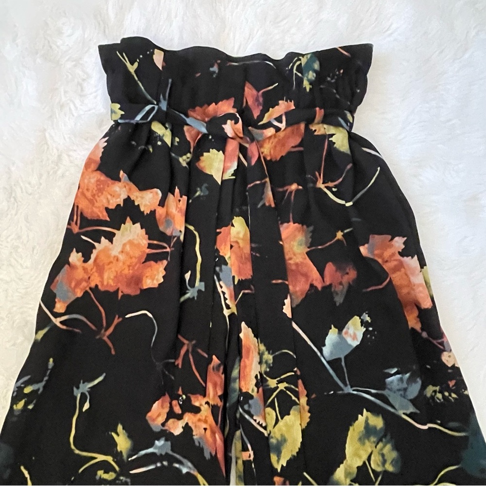 BCBGMaxAzria Black Floral Wide Leg Palazzo Pants - Picture 12 of 15